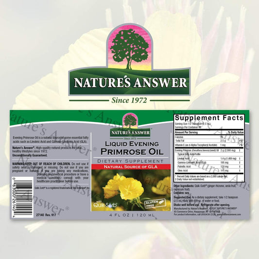 Nature'S Answer Liquid Evening Primrose Oil 4Oz Liquid | Cold Pressed | Essential All Natural Moisturizer For Hair, Skin, Nails | Rosacea Psoriasis Eczema Relief | Single Count