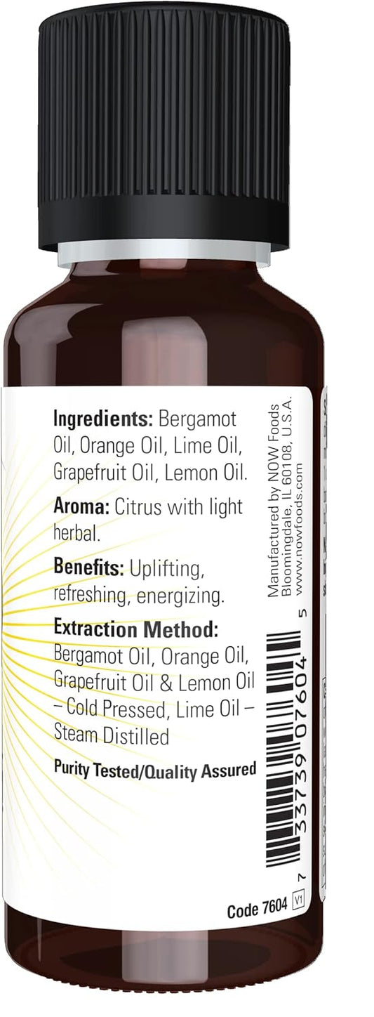 Now Essential Oils, Cheer Up Buttercup! Oil Blend, Uplifting Aromatherapy Scent, Blend Pure Citrus Essential Oils, Vegan, Child Resistant Cap, 1-Ounce