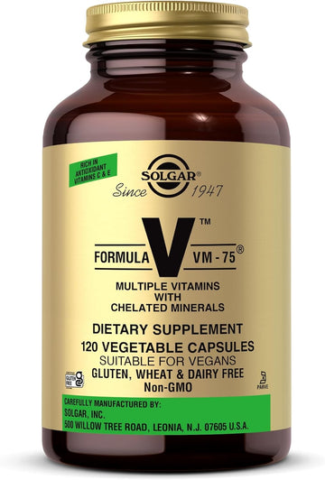 Solgar Formula Vm-75 - 120 Vegetable Capsules - Vitamin A, B6, B12, C, D, E - Biotin, Magnesium, Calcium, Copper, Iron, Zinc, Folic Acid, Niacin - Non-Gmo, Vegan, Gluten Free - 60 Servings