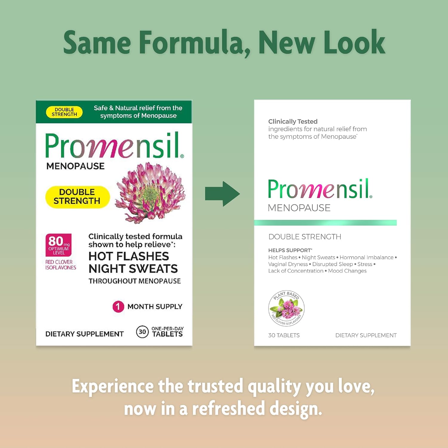 Promensil Menopause Double Strength - Menopause Supplements For Women, Red Clover Isoflavones, Helps Support Hot Flashes, Night Sweats, Restlessness - 30 Count : Health & Household