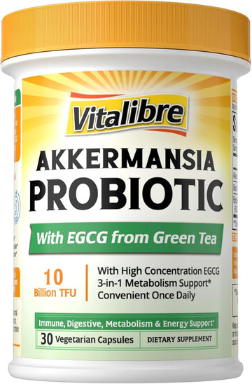 Akkermansia Probiotics 100 Billion Tfu, Pasteurized Akkermansia Muciniphila, W/Cranberry, Blueberry & Pomegranate, Digestive & Immune Health, Leaky Gut, Glp-1 Supplement, 30 Vegan Capsules