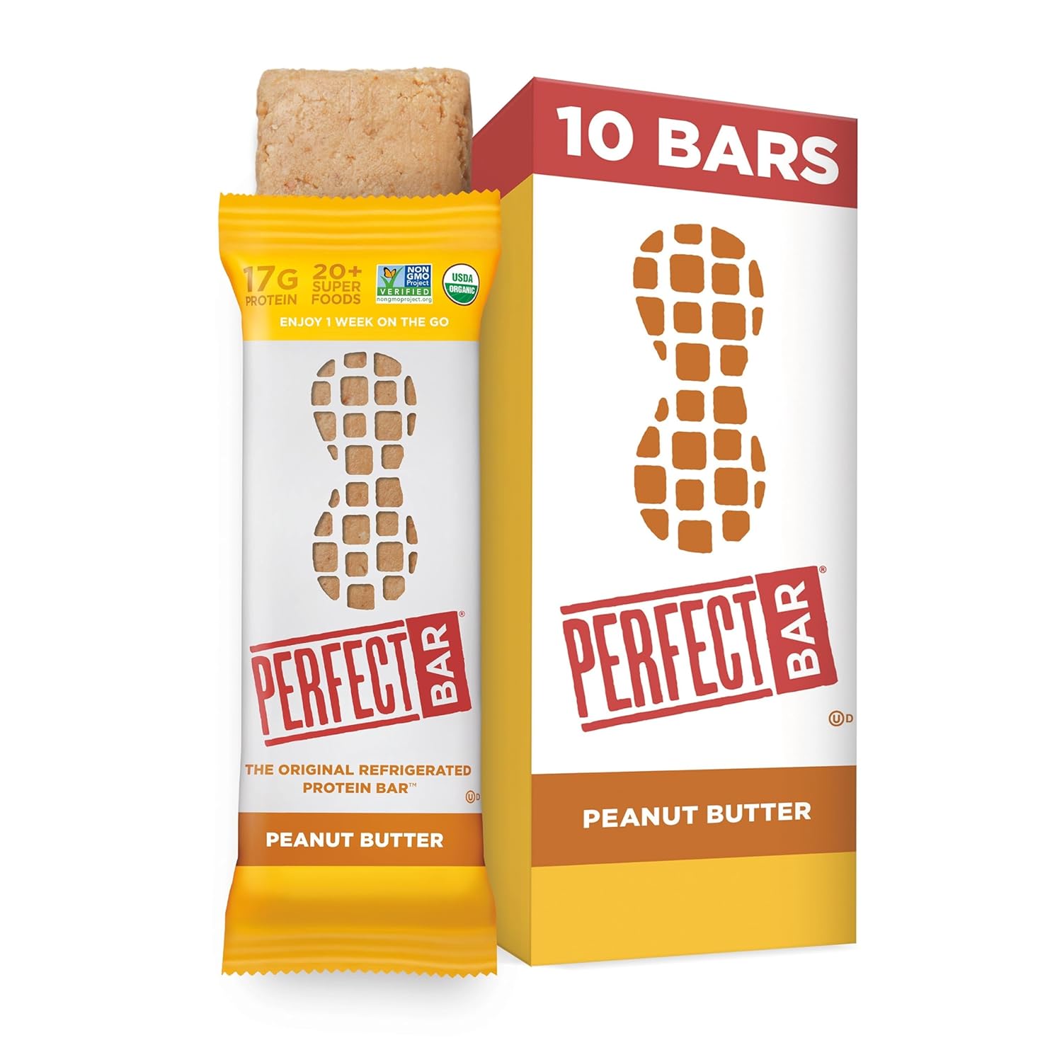 Perfect Bar, Peanut Butter Protein Bar, High Protein, Organic, Gluten Free, Soy Free, Non Gmo, No Sugar Alcohols, 2.5 Ounce Bar, 10 Count