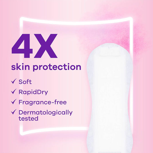 Always Discreet For Sensitive Skin Liners Light Long Absorbency, Four Times Skin Protection, Soft, Dermatologically Tested, Fragrance-Free, 114 Total Count (3 Pack Of 38)