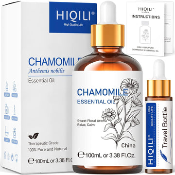 HIQILI Chamomile Essential Oil, Pure Natural Chamomile Oil for Diffuser, Aromatherapy - 3.38 Fl Oz
