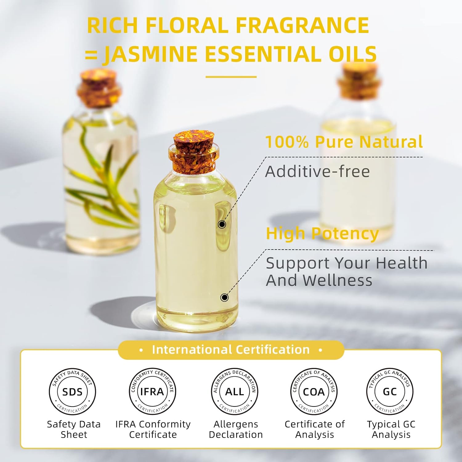 HIQILI 16 Fl Oz Jasmine Essential Oil, 100% Pure Natural for Diffuser, Hair, Skin, Perfume Making - 500ML : Health & Household