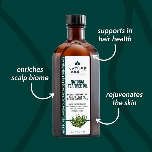 Nature Spell Tea Tree Oil For Hair & Skin 150Ml – Hair Oil For Itchy Scalp, Deeply Nourishing - Skincare Oil To Reduce Skin Irritation, Redness, And Inflamed Skin – Made In The Uk