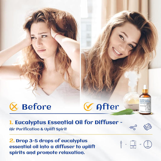 HIQILI 1 Fl Oz Eucalyptus Essential Oil, 100% Pure Natural Eucalyptus Oil for Diffuser, Humidifier - 30ML