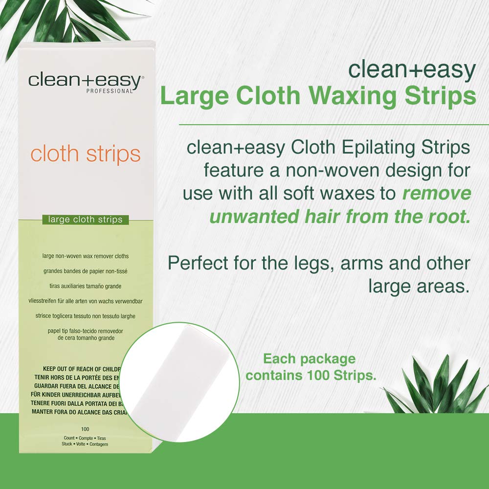 Clean + Easy Medium Cloth Wax Strips – Non Woven Waxing Strips For Hair Removal, Ideal For Bikini & Underarm Area, Professional-Grade, Disposable,100-Count : Hair Waxing Strips : Beauty & Personal Care