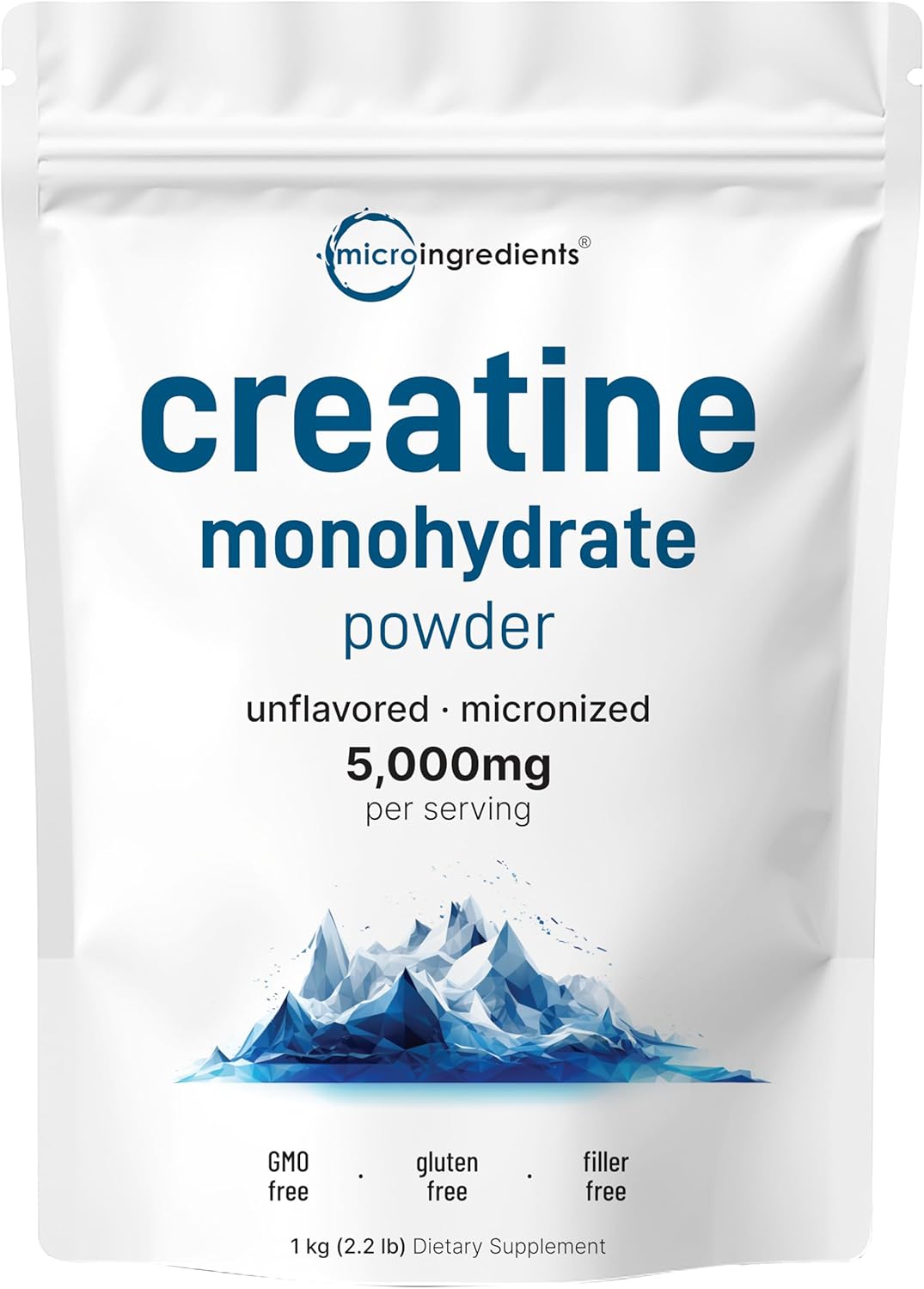 Creatine Monohydrate Powder 1 Kg (2.2 Lbs), 5000Mg Per Serv, Micronized Creatine Powder, Unflavored, Pure, No Filler, Keto & Vegan Friendly, Easy Dissolve Pre Workout For Women And Men