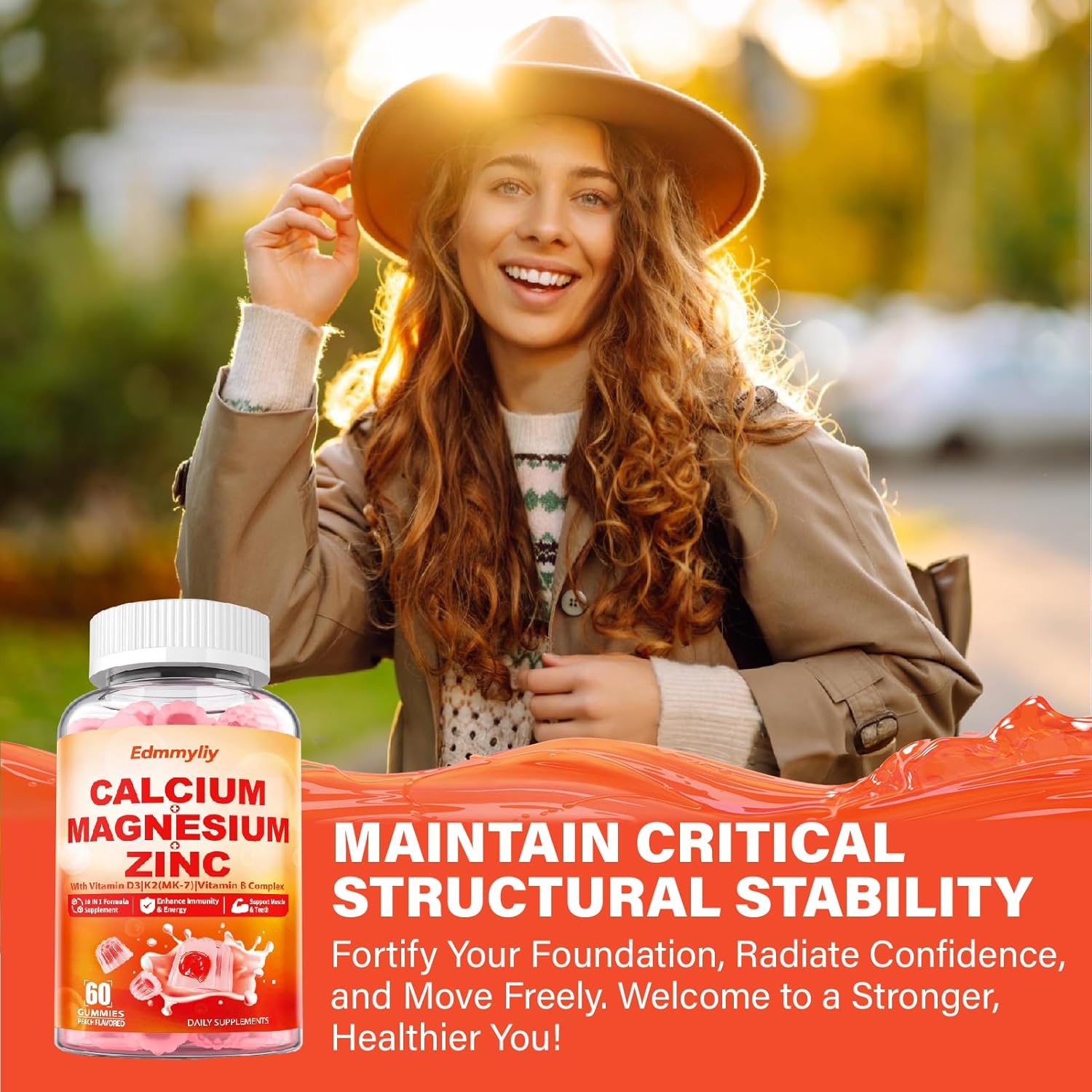 Calcium Magnesium Zinc Supplement Gummies With Vitamin D3 K2 & B Complex For Women Men 1000Mg Calcium Citrate With Magnesium Gummies For Bone, Muscles & Immune Support, Sugar Free, Vegan : Health & Household