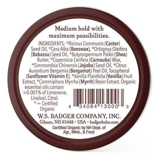 Badger - Mustache Wax, Medium Hold, Natural Mustache Wax, Certified Organic, Styling Facial Hair Wax, Moustache Wax, 0.75 Oz