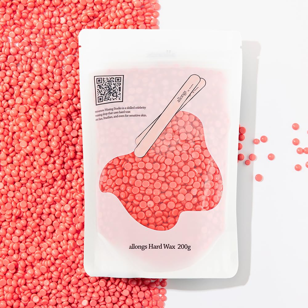 Allongs Hard Wax 200G | Waxing Beads For Women Men Professional Salon Quality | Perfect For Full Body | Facial | Brazilian Bikini | And Legs At Home Wax Refill (Pink)