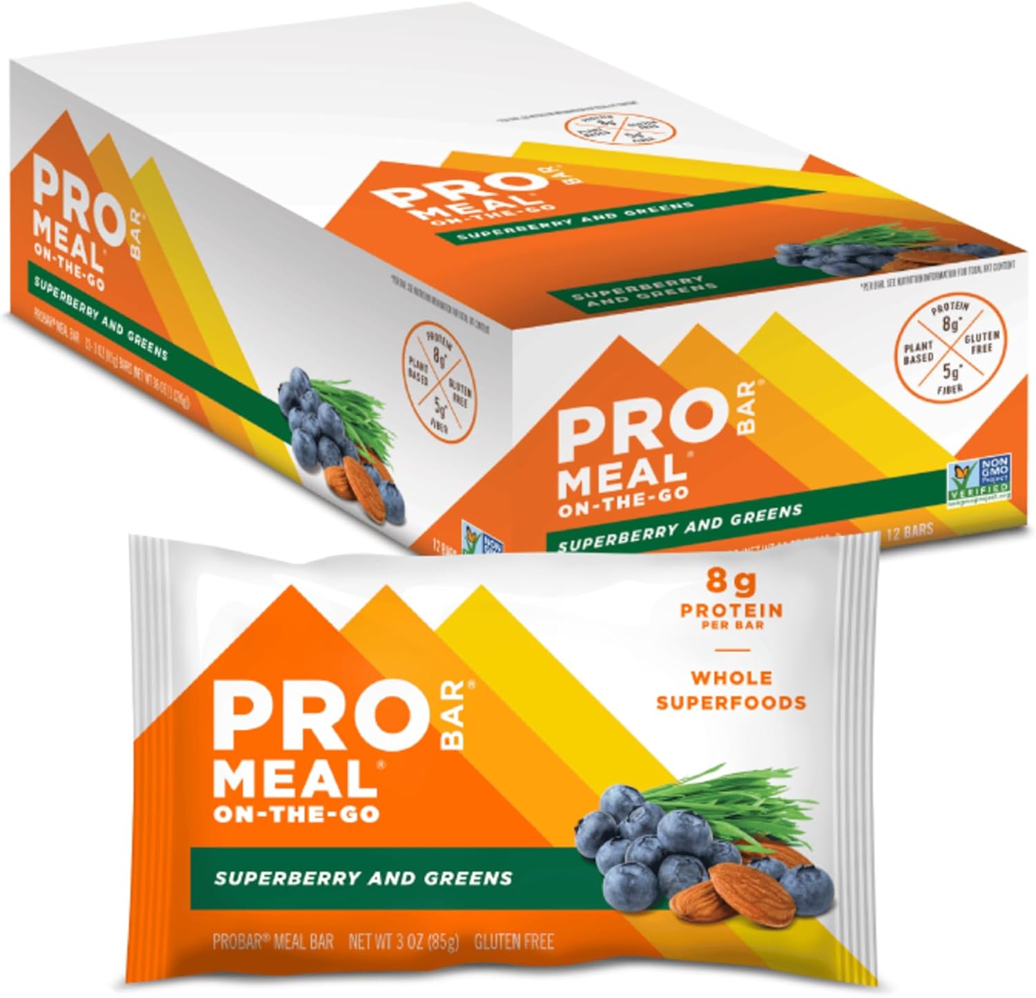 Probar - Meal Bar, Superberry & Greens, Non-Gmo, Gluten-Free, Healthy, Plant-Based Whole Food Ingredients, Natural Energy 12 Count (Pack Of 1)
