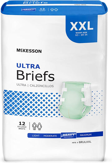 Mckesson Ultra Briefs, Incontinence, Heavy Absorbency, 2Xl, 12 Count, 1 Pack, 12 Total