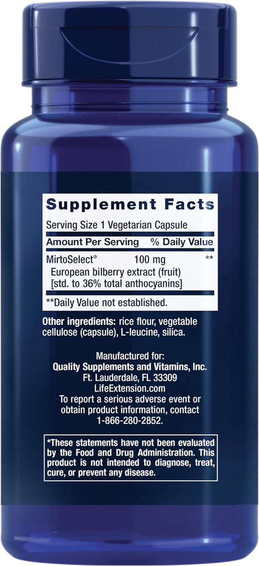 Life Extension Standardized European Bilberry Extract 100 Mg – Vaccinium Myrtillus Supplement For Eye And Ocular Health Support – Gluten-Free, Non-Gmo, Vegetarian – 90 Capsules