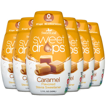 Sweetleaf Sweet Drops Caramel Stevia Liquid Sweetener - Flavor Foods, Keto Coffee With Sugar Free, 0 Calorie, Non-Glycemic Response Sweetleaf Stevia Drops, 1.7 Fl Oz Ea (Pack Of 6)