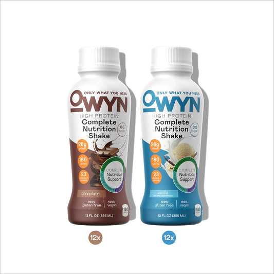 Owyn Only What You Need Protein Shake, High Protein Complete Nutrition Drink, Chocolate Vanilla, 12 Fl Oz (24 Pack)