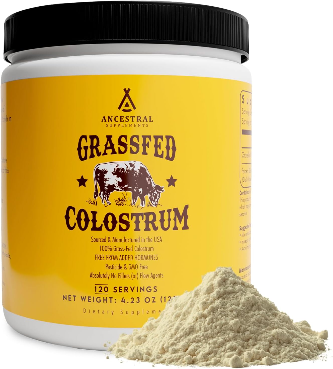 Ancestral Supplements Bovine Colostrum Powder - Grass Fed, Freeze Dried, Immune Support And Gut Health, 120 Servings