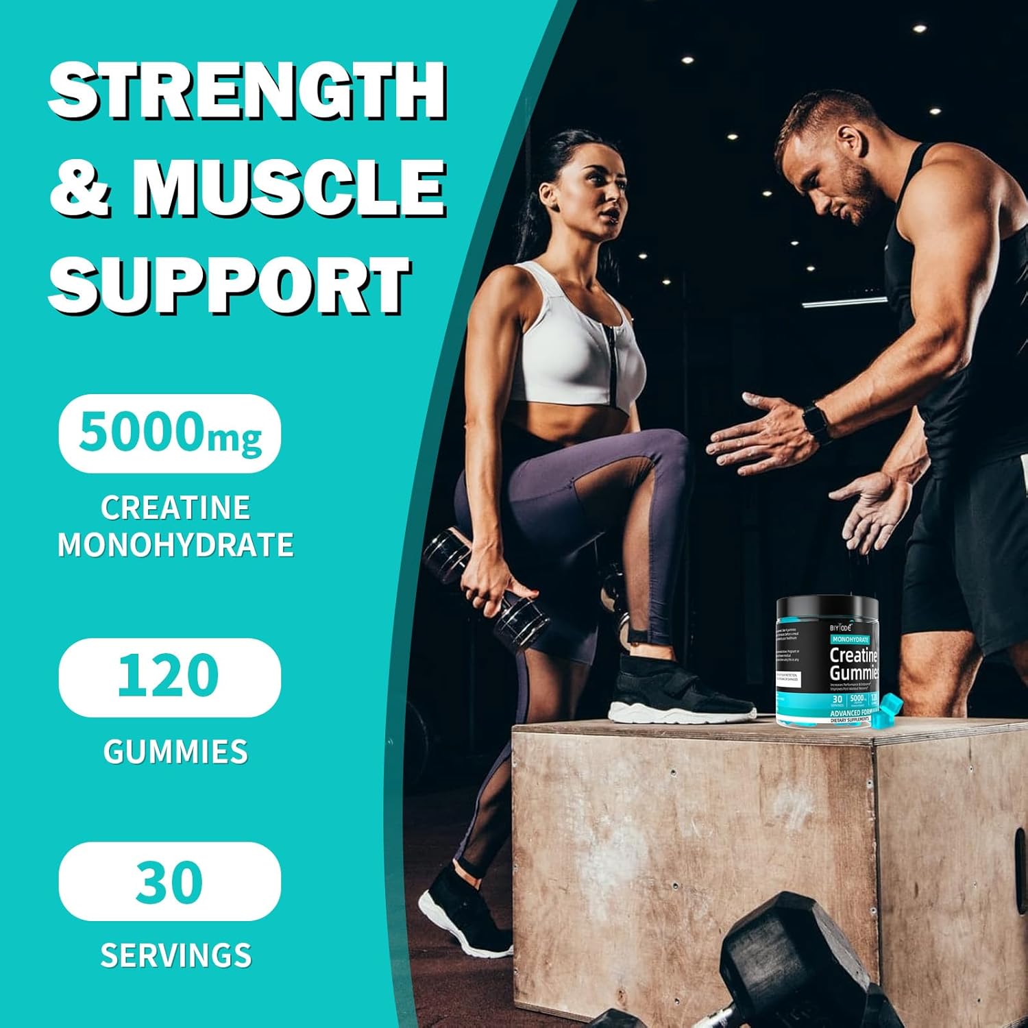 Biyode Creatine Monohydrate Gummies 1250Mg Per Gummies For Men Women Growth Muscle Enhance Workout Recovery Low Calorie 120 Gummies 30 Day Supply : Health & Household