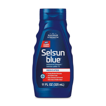 Selsun Blue Medicated Antidandruff Shampoo, Maximum Strength Scalp Treatment With Selenium Sulfide, 11 Fl. Oz