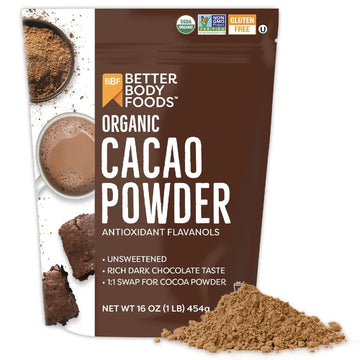 Betterbody Foods Organic Cacao Powder, Rich Chocolate Flavor, Non-Gmo, Gluten-Free, 32 Ounce, 2 Lb Bag