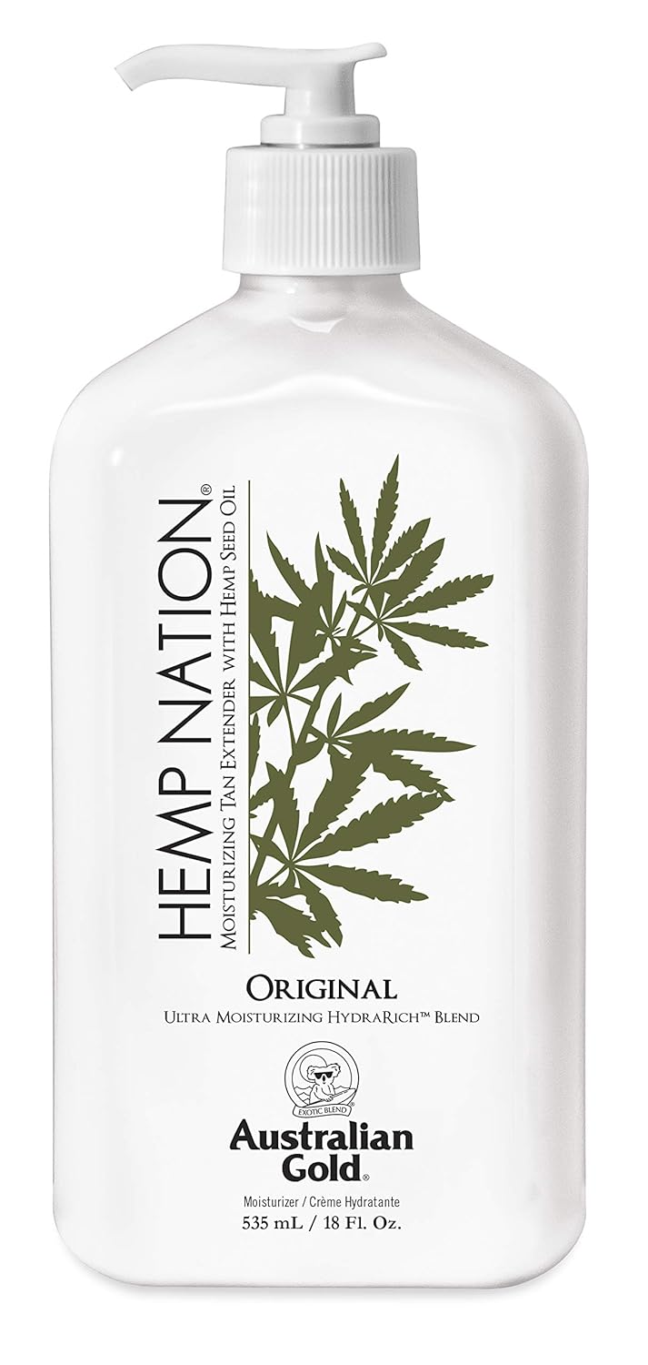 Australian Gold Original Hemp Nation Moisturizing Tan Extender Lotion, Hemp Seed Oil, 18 Fl Oz : Tanning Oils : Beauty & Personal Care