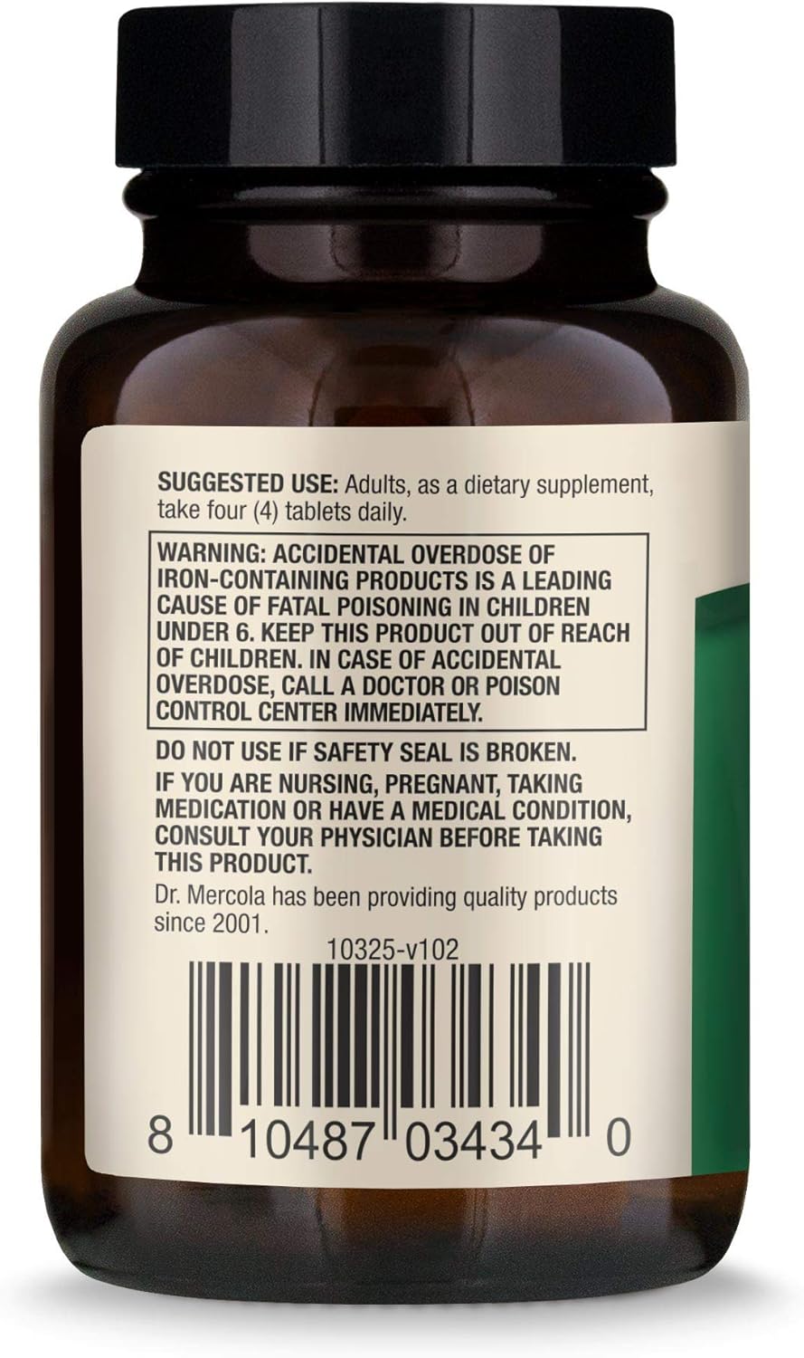 Dr. Mercola Organic Spirulina Dietary Supplement, 2,000 mg per Serving, 30 Servings (120 Tablets), Supports Normal Immune and Inflammatory Responses*, Gluten Free, USDA Organic : Health & Household