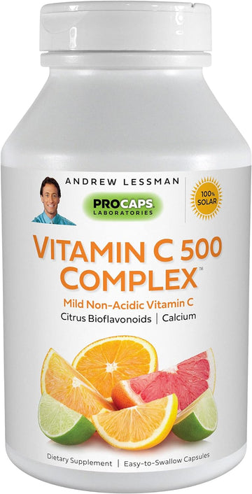 ANDREW LESSMAN Vitamin C 500 Complex 60 Capsules ? Non-Acidic Vitamin C Plus Citrus Bioflavonoids for Immune System and Anti-Oxidant Support, No Stomach Upset, Small Easy to Swallow Capsules