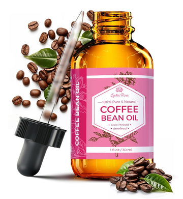 Leven Rose Green Coffee Bean Oil 100% Natural Pure Cold Pressed Unrefined Coffeebean Oil For Around Eyes, Face, Nails, Skin, And Hair- 1 Oz Bottle (1 Ounce)
