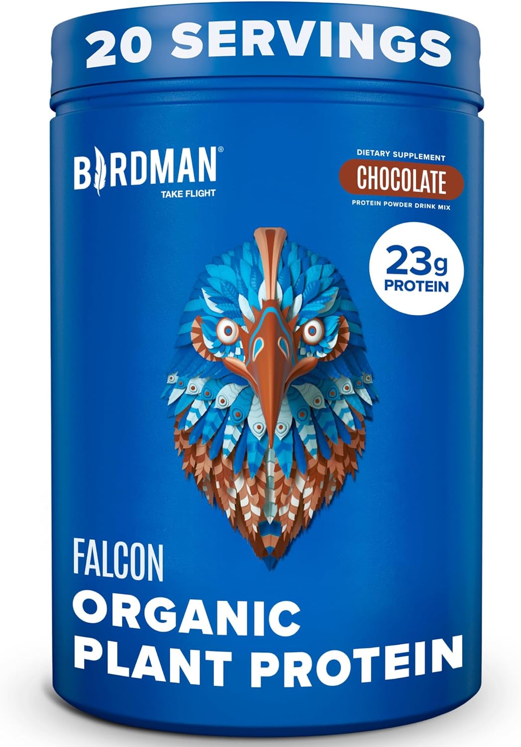 Falcon Vegan Protein Powder Organic, Stevia & Sugar Free, Plant Based Protein, Low Carb, Dairy Free, Keto, Non Whey Protein, Probiotic, Pea Protein | Chocolate Flavor - 20 Servings - 1.32lb