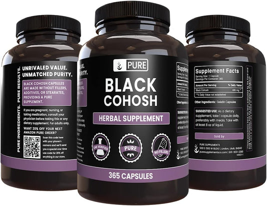 Pure Original Ingredients Black Cohosh (365 Capsules) No Magnesium Or Rice Fillers, Always Pure, Lab Verified