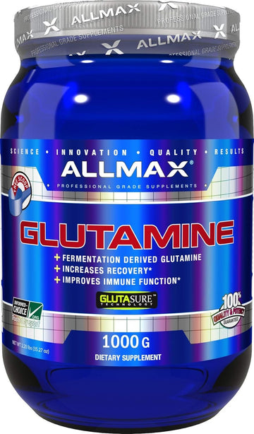 Allmax Essentials Glutamine - 1000 G Powder - Fermentation-Derived Glutamine - Increases Recovery & Supports Immune System - Gluten Free & Vegan - 200 Servings