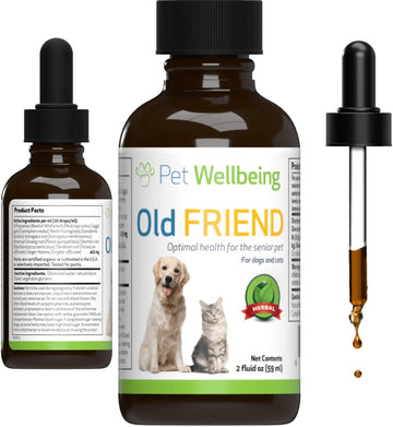 Pet Wellbeing Old Friend For Senior Dogs - Vet-Formulated - Aging Immune System & Joint Mobility Support In Older Canines - Natural Herbal Supplement 2 Oz (59 Ml)