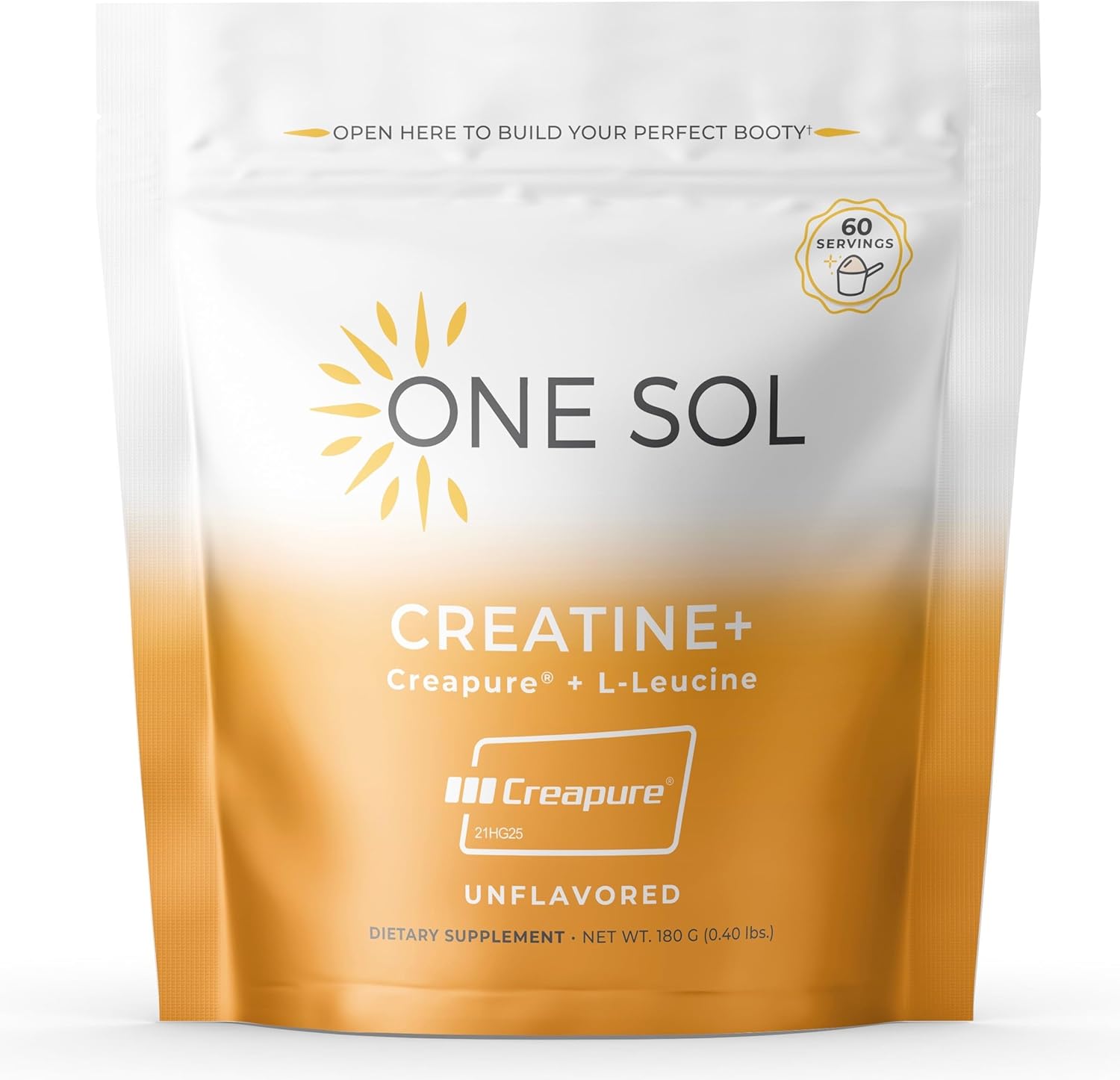 One Sol Creatine for Women Booty Gain, All Natural Women’s Creatine Powder w Creapure & Leucine, Increase Lean Muscle Mass, Reduce Recovery Time, Promotes Brain & Bone Health (Unflavored, 60 Servings)
