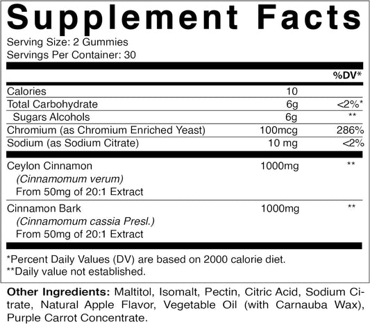 2 Pack - Vitamatic Sugar Free Chromium Gummies with Ceylon Cinnamon - 2000 mg per Serving - Non-GMO - Gluten Free - 60 Vegan Gummies