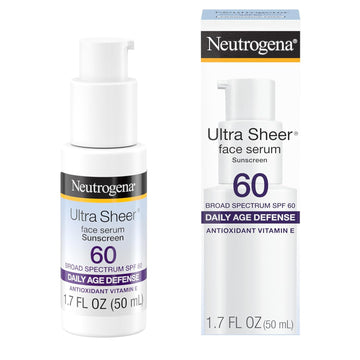 Neutrogena Ultra Sheer Moisturizing Face Serum With Vitamin E & Spf 60, All Day Facial Sunscreen Serum With Broad Spectrum Uva/Uvb Protection, Fragrance-Free, Oxybenzone-Free, 1.7 Oz