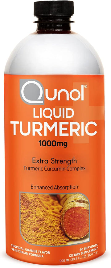 Qunol Liquid Turmeric Curcumin with Black Pepper, Turmeric Supplement 1000mg, Extra Strength, Joint Health, 60 Servings, 30.4 fl oz