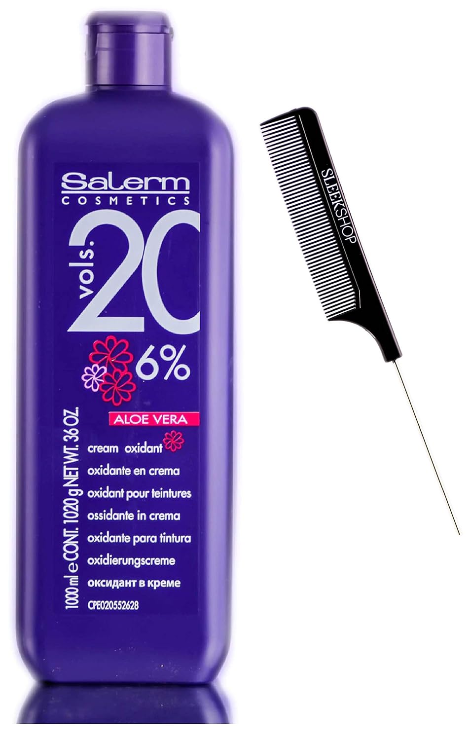Salerm Cosmetics Aloe Vera Developer Cream Oxidant (W/Sleek Comb) Hydrogen Peroxide Activator For Vision Hair Color Salermvision Haircolor Dye (20 Volume / 6% - 1000 Ml) : Beauty & Personal Care