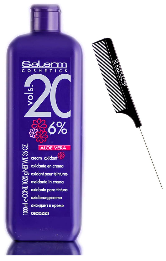 Salerm Cosmetics Aloe Vera Developer Cream Oxidant (W/Sleek Comb) Hydrogen Peroxide Activator For Vision Hair Color Salermvision Haircolor Dye (20 Volume / 6% - 1000 Ml) : Beauty & Personal Care