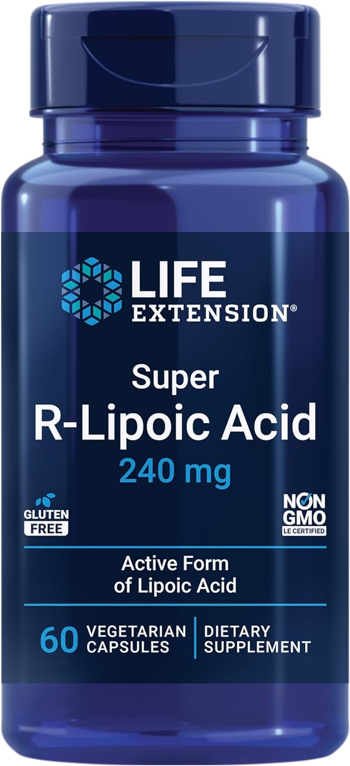 Life Extension Super R-Lipoic Acid 240 Mg - Supports Cellular Energy - Supplement For Anti-Aging And Liver Health - Non-Gmo, Gluten-Free - 60 Vegetarian Capsules