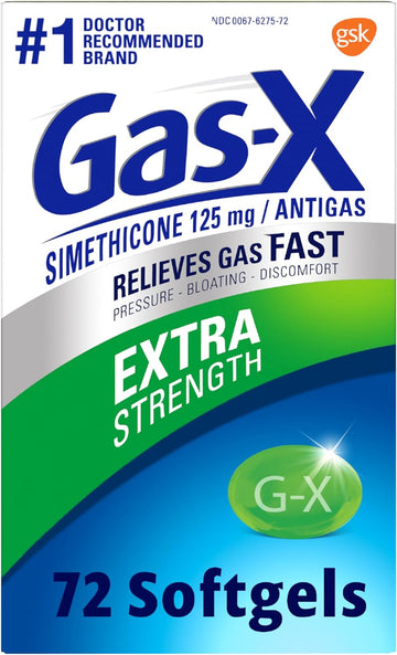 Gas-X Extra Strength Gas Relief Softgels With Simethicone 125 Mg For Bloating Relief - 72 Count