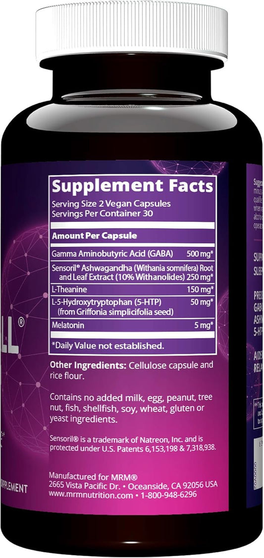 Mrm Nutrition Relax-All ® Sleep | Helps You Fall Asleep | Restful + Restorative Sleep | With Melatonin + Ashwagandha| Good Night Sleep Without Feeling Groggy | Vegan + Gluten Free | 30 Servings