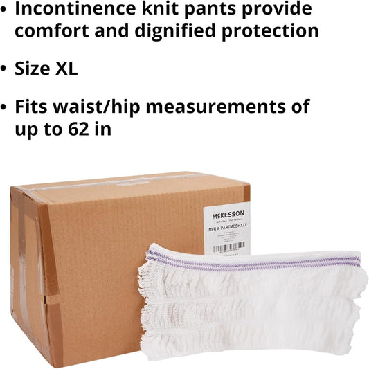 McKesson Knit Pants, Incontinence, Disposable, Recovery, Postpartum, Surgical, 2XL, 100 Count