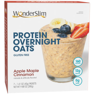 WonderSlim Protein Overnight Oats, Apple Maple Cinnamon, 5g Fiber, Sugar & Gluten Free (7ct)