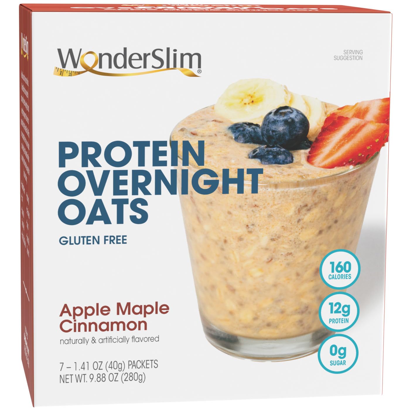 Wonderslim Protein Overnight Oats, Apple Maple Cinnamon, 5G Fiber, Sugar & Gluten Free (7Ct)