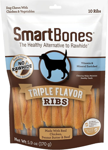 Smartbones No Artificial Colors Or Preservatives Rib And Wing Chews, Treat Your Dog To A Fun Shapped Triple Flavor Chew 10 Count (Pack Of 1)