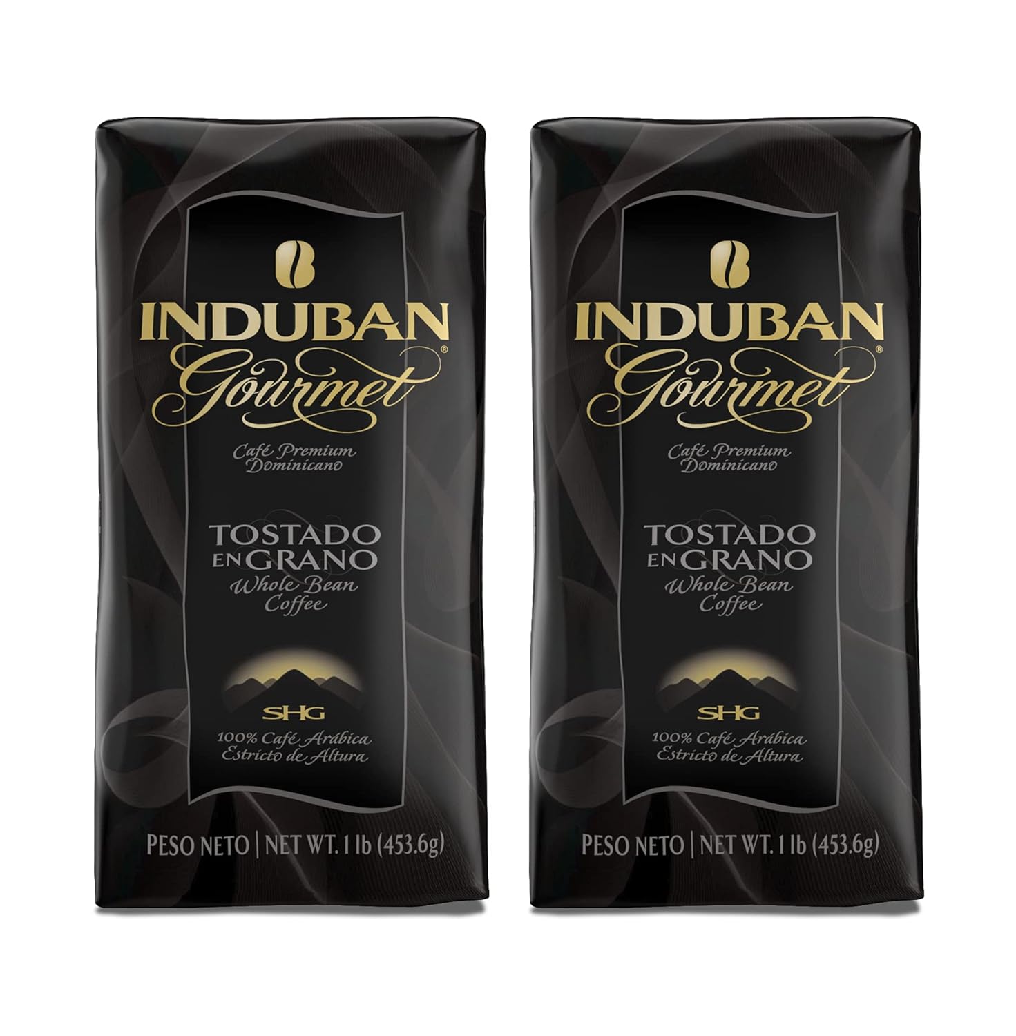 Induban Gourmet, 16 oz Bag, Whole Bean Coffee, Medium Roast - Premium 100% Arabica Coffee from the Dominican Republic (Pack of 2)