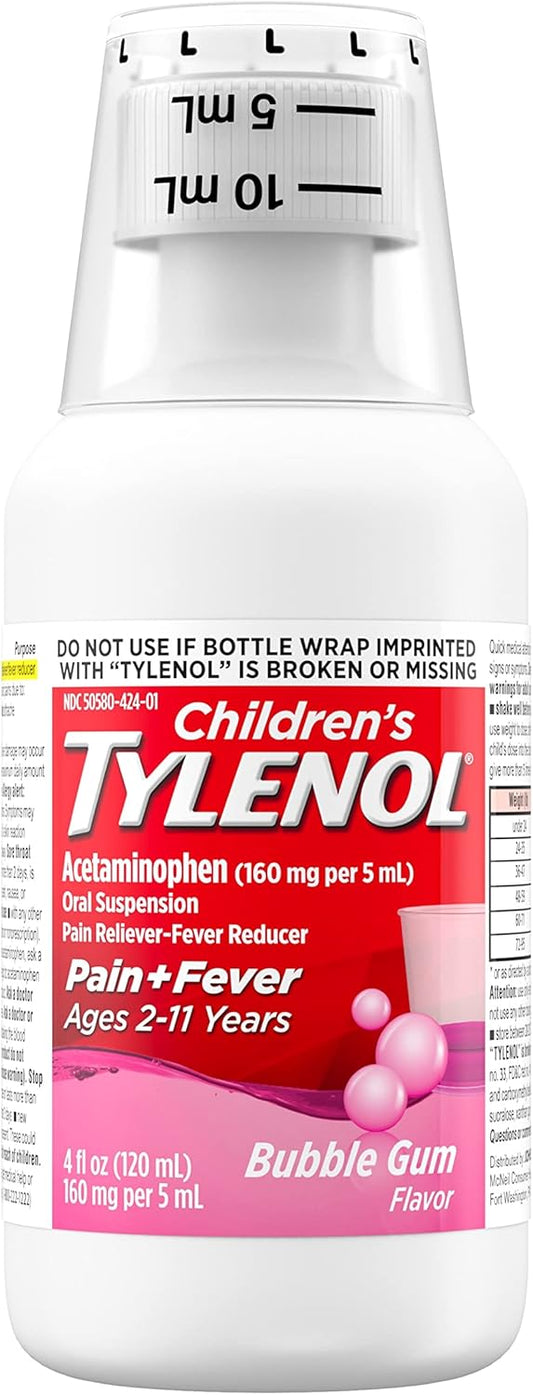 Children'S Tylenol Oral Suspension, Bubblegum, 4 Fl. Oz