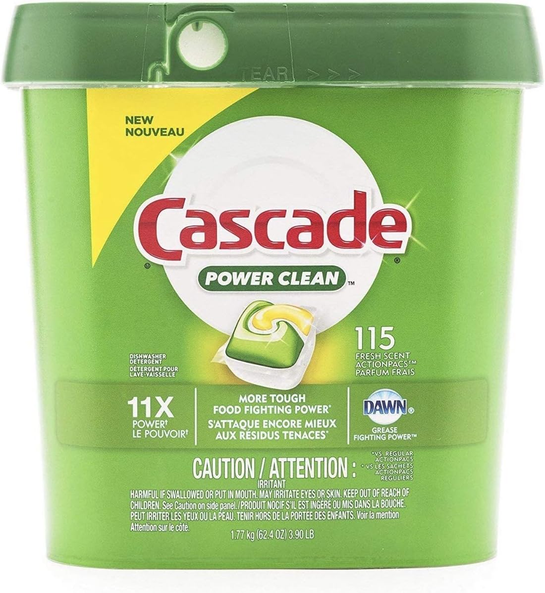 Cascade Power Clean Dishwasher Pods | 115 Dishwasher Detergent Pacs – New and Improved Formula – Fresh Scent : Health & Household