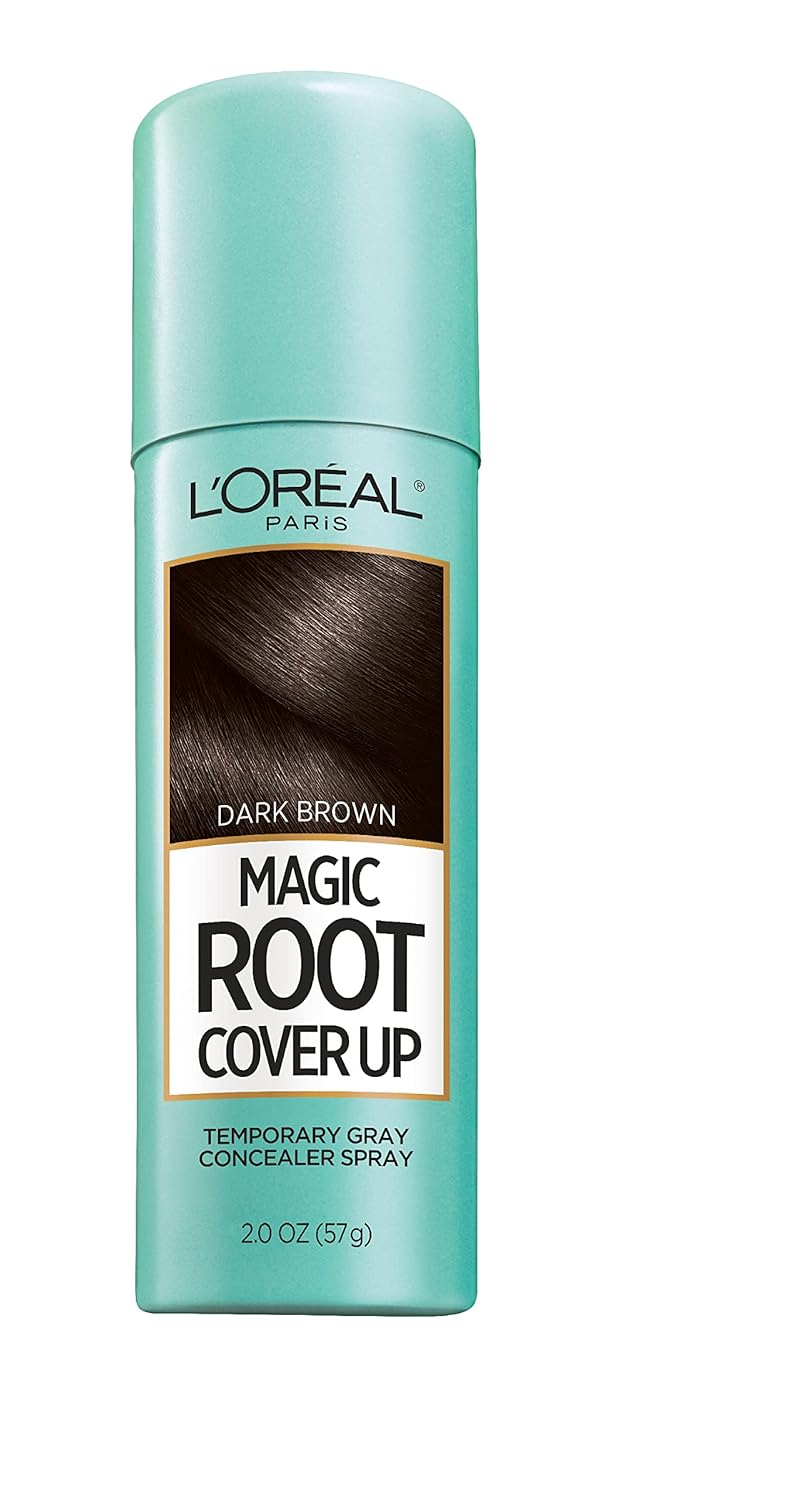 L'Oreal Paris Root Cover Up Temporary Gray Concealer Spray, Hair Color Spray With Filling & Thickening Coverage, Dark Brown, Packaging May Vary